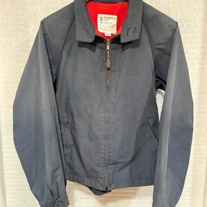 1980s Vintage London Fog Dark Blue Jacket with Vibrant Red Interior